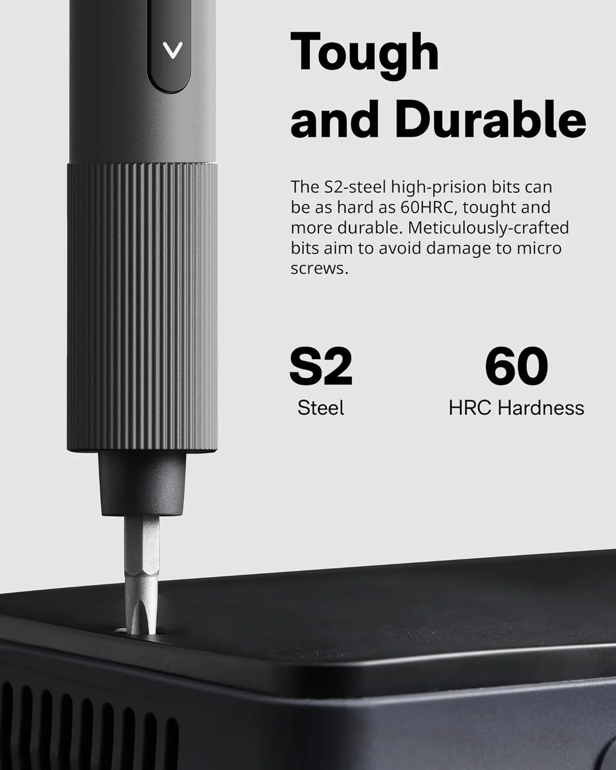 HOTO Electric Precision Screwdriver Set | 170 RPM Cordless Driver, 25 S2-Steel Bits, USB-C Recharge, Magnetic Case | Ideal for Phones, Laptops, Gadgets & DIY Repair (HTE0010GL / QWLSD010) - Image 5