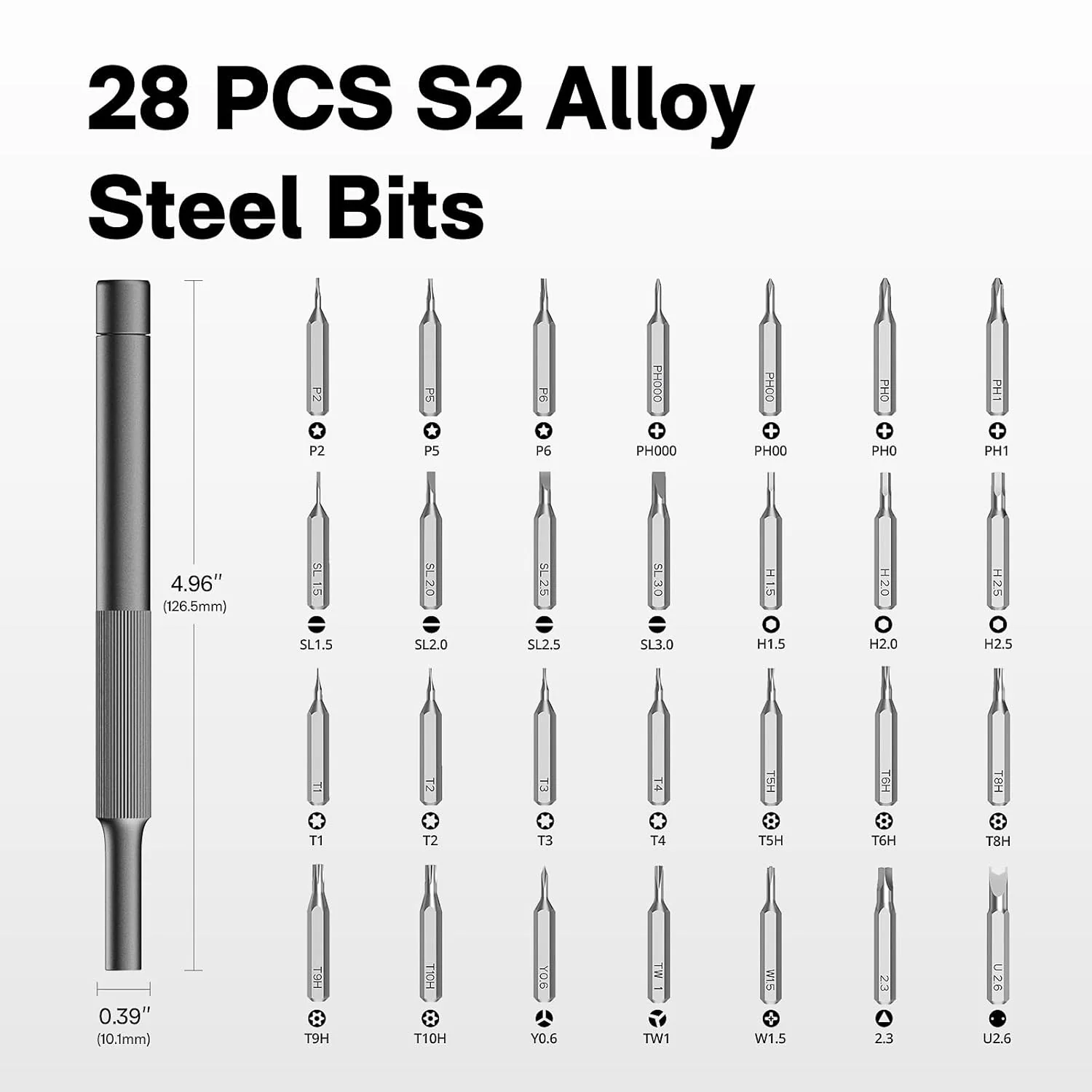 HOTO Precision Screwdriver Set 28-in-1 | Manual Magnetic Screwdriver with S2 Steel Bits & Storage Case | Portable Repair Tool for Phones, Laptops, Watches & Electronics (HTT0009GL / QWLSD009) - Image 9
